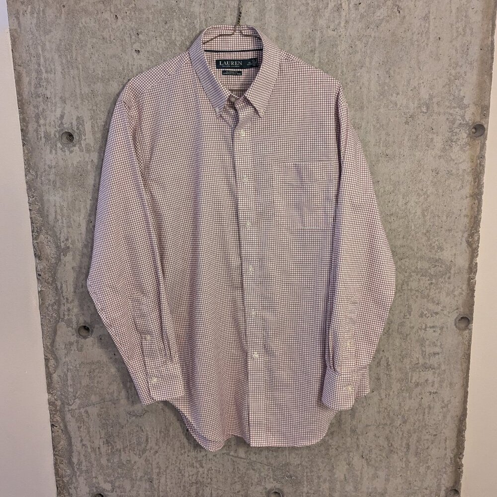 Ralph Lauren LRL Mens 16-32/33 Red White Check Button-Down Dress Shirt Classic